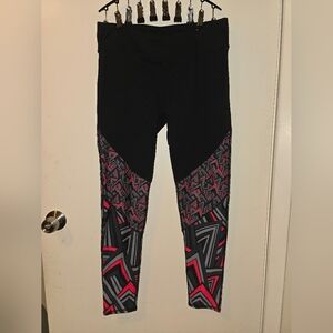 Fabletics Black and Pink Geometric Leggings